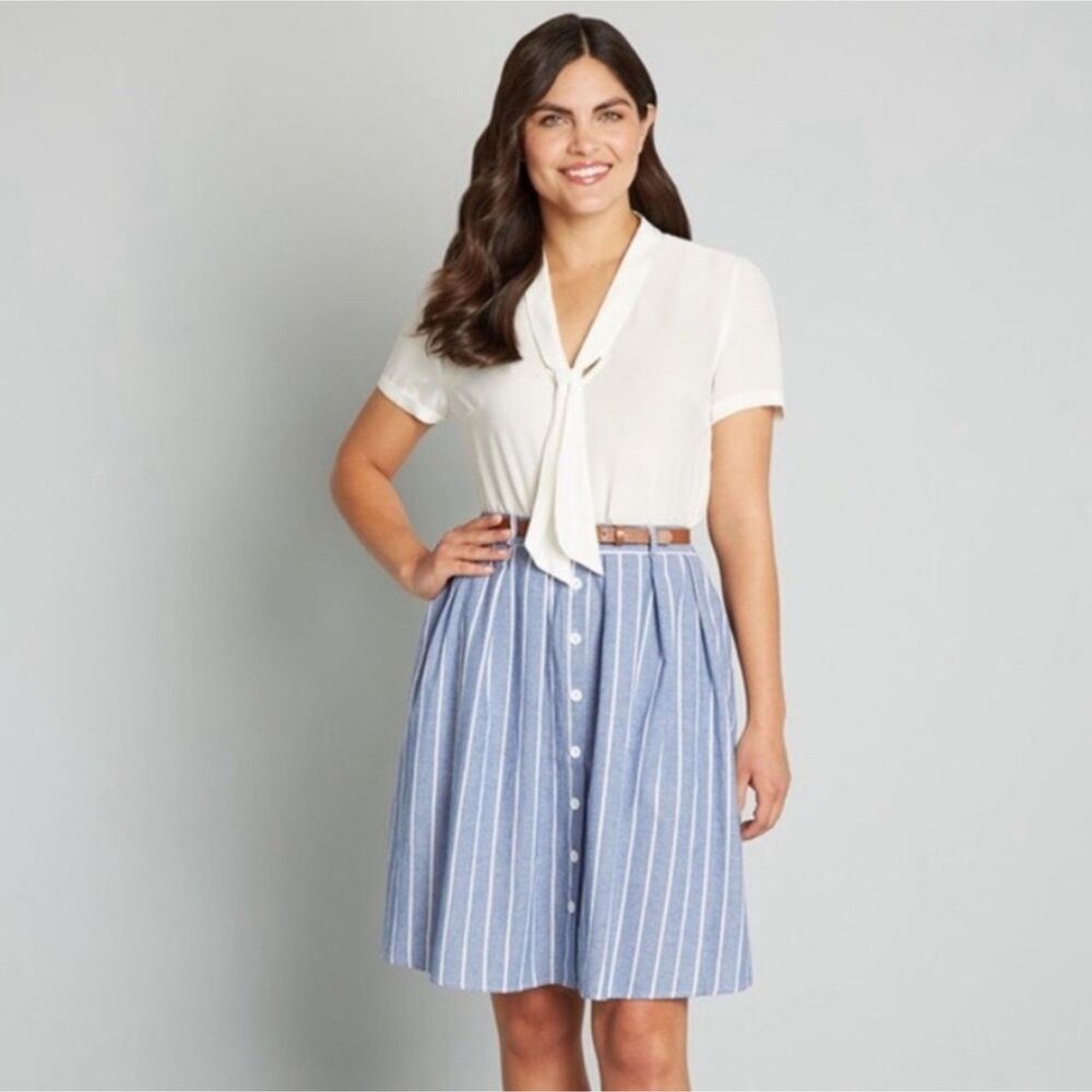 NWT Modcloth Polished And Playful Tie-Neck White Blouse Women’s 4X Defect